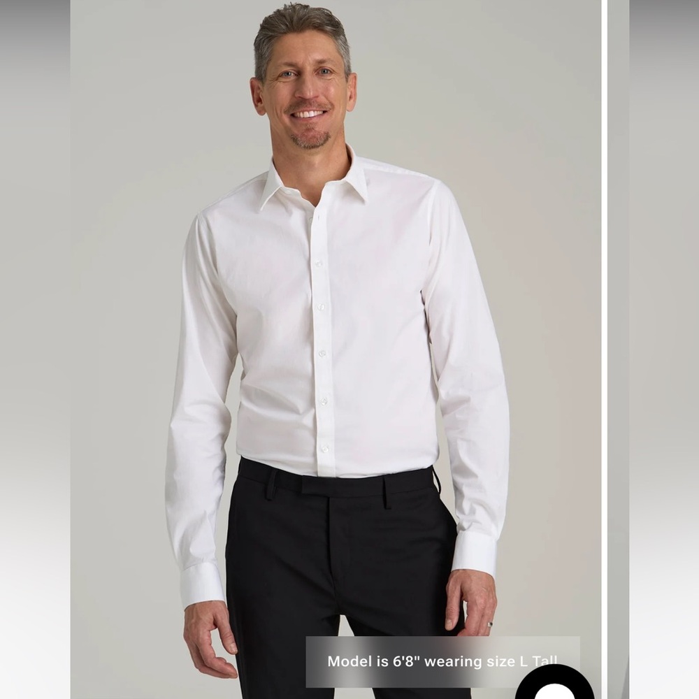 American Tall Oskar Button Up Dress Shirt in Bright White NWT